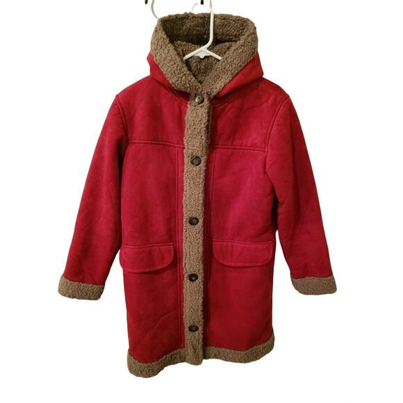 Cabela's Faux Suede Shearling Coat Jacket Button Up Women's Small - Picture 1 of 7